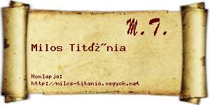 Milos Titánia névjegykártya